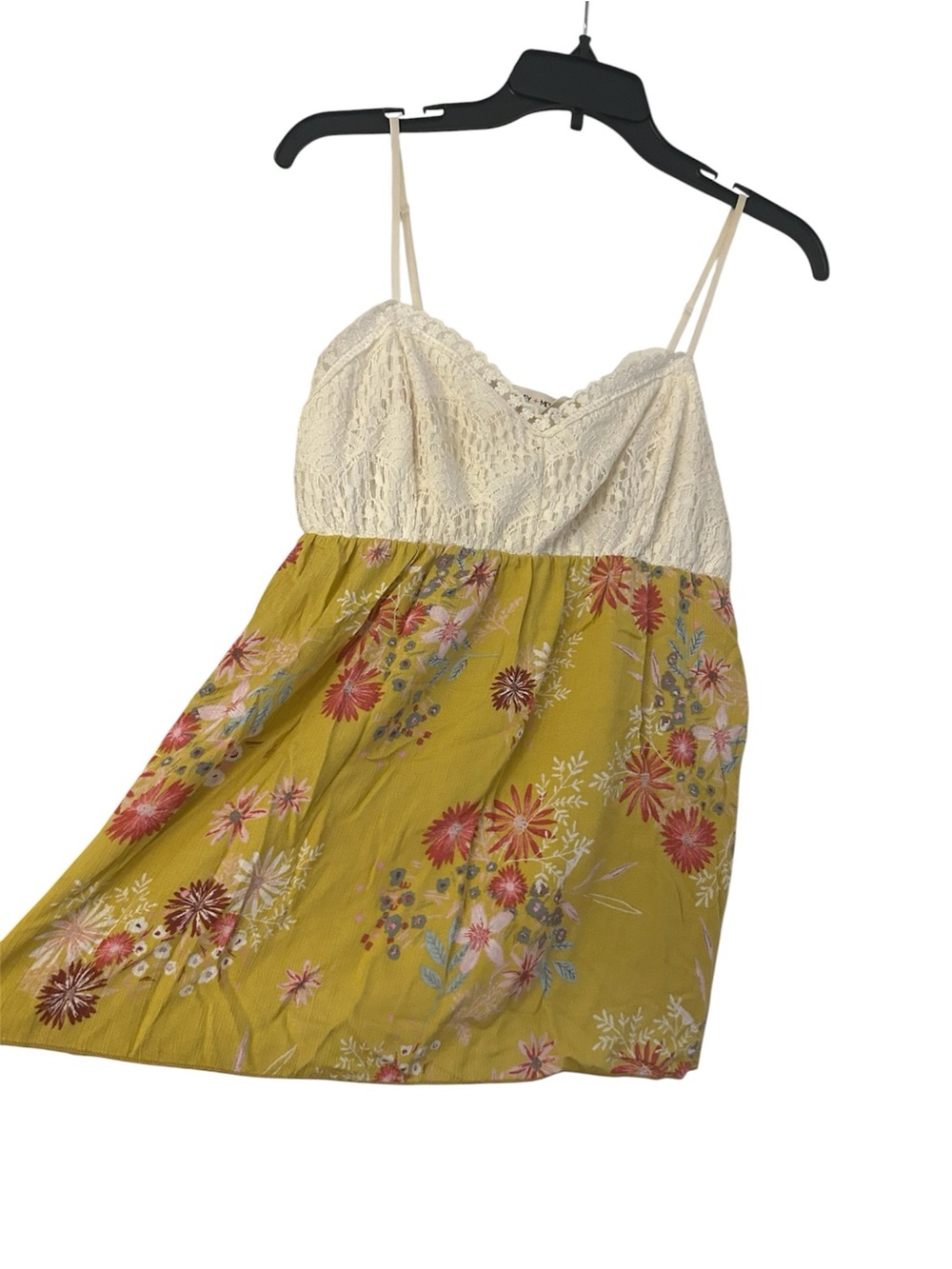 Miley+Molly Lace-Trim Ivory & Mustard Floral Cami Top